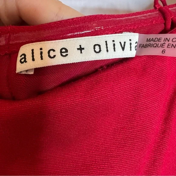 NWOT ALICE + OLIVIA Dorinda Off The Shoulder Fitted Midi Dress. Size 6 - Picture 10 of 11